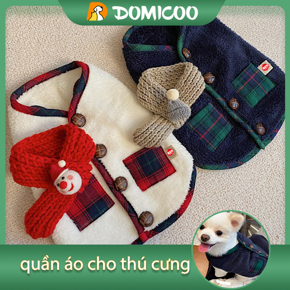 Áo Khoác Mùa Đông Kèm Khăn Choàng Cotton Dành Cho Thú Cưng