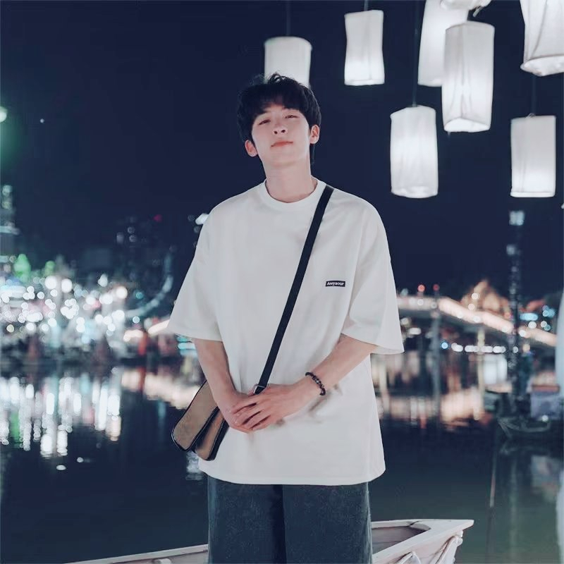 Áo Thun Tay Lỡ Cổ Tròn In Chữ Ba Màu Phong Cách harajuku Thời Trang Cho Nam Cỡ m-5xl
