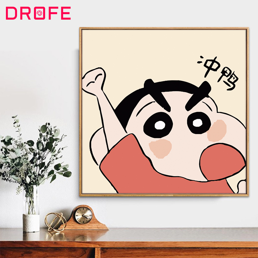 Tranh Vẽ Hình Cậu Bé Bút Chì Shin-Chan Kích Thước 20x20cm Trang Trí Nhà Cửa