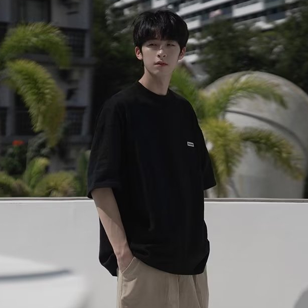 Áo Thun Tay Lỡ Cổ Tròn In Chữ Ba Màu Phong Cách harajuku Thời Trang Cho Nam Cỡ m-5xl