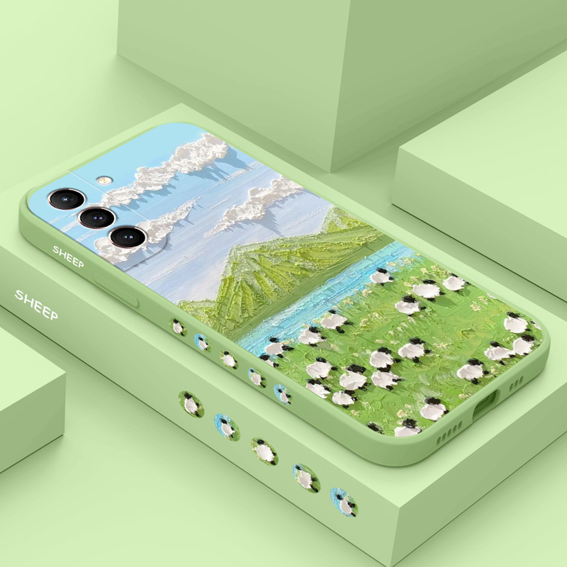 Ốp Điện Thoại Cảm Giác Thoải Mái Vẽ Hình Cừu Cho Samsung Galaxy S21 S20 FE Ultra Plus