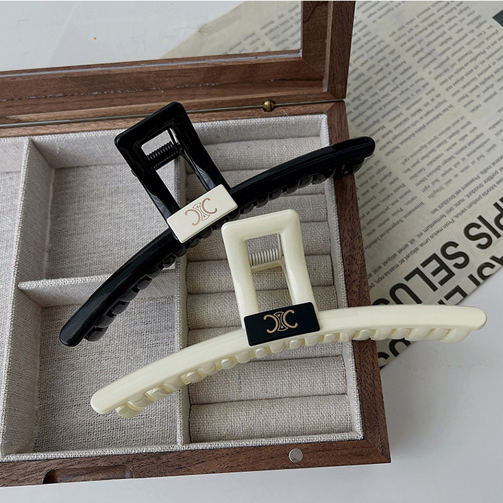 Kẹp Tóc Chữ C Lớn Màu Trắng Đen Phong Cách Cổ Điển Thời Trang Cho Nữ
