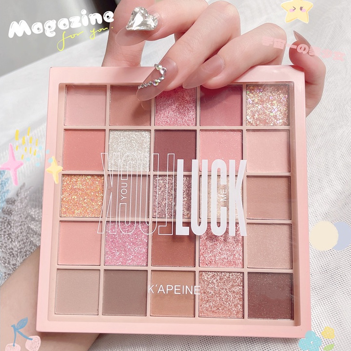 Bảng phấn mắt K'APEINE, phấn mắt nội địa trung 25 ô makeup tông cam hồng đào C5
