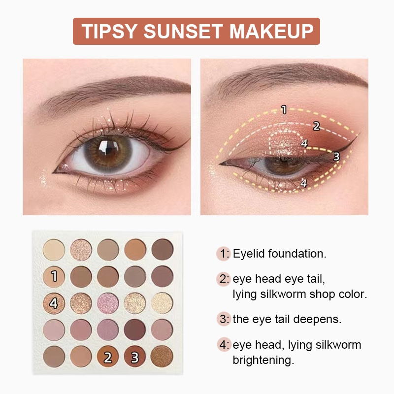 Bảng phấn mắt K'APEINE, phấn mắt nội địa trung 25 ô makeup tông cam hồng đào C5