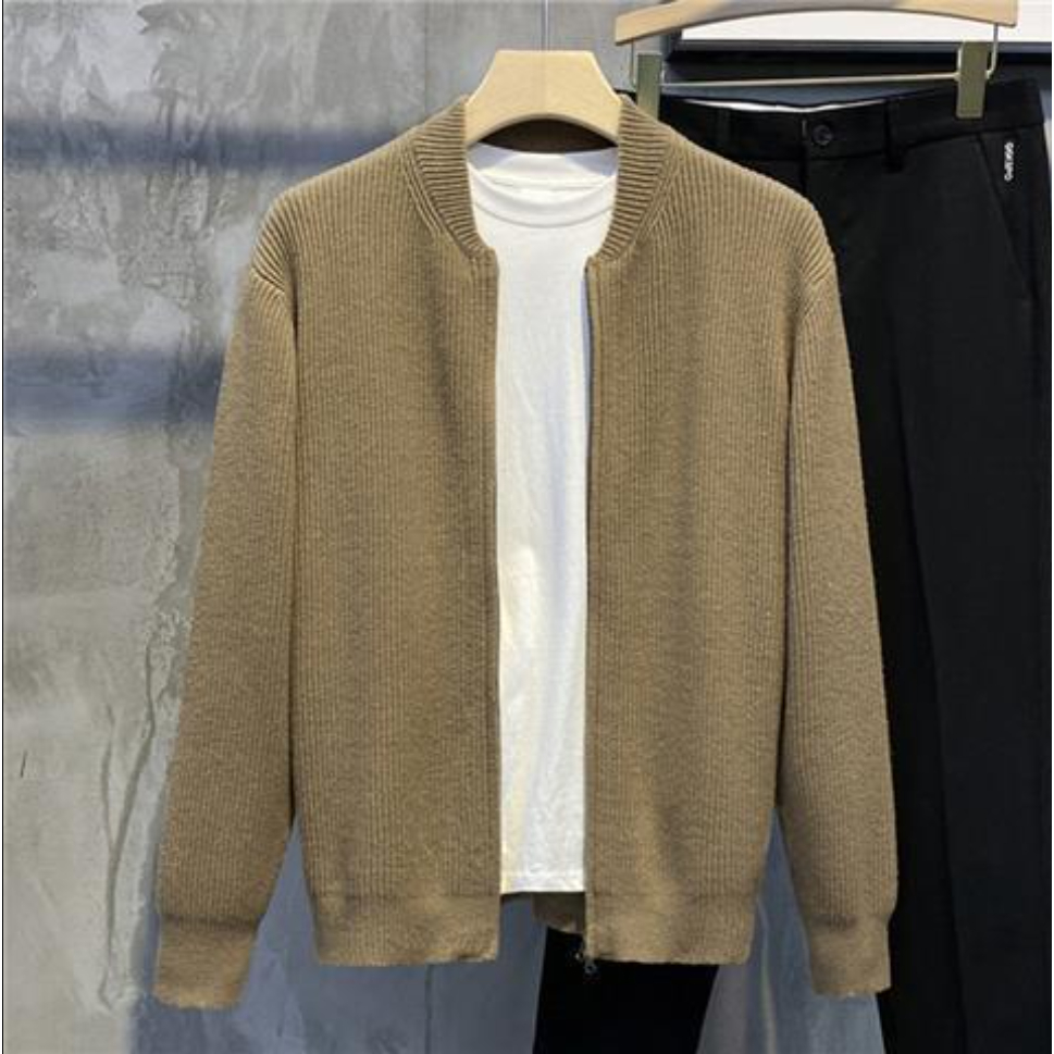 Áo Khoác Len Cardigan Có Khóa Kéo Phong Cách Hàn Quốc Cho Nam