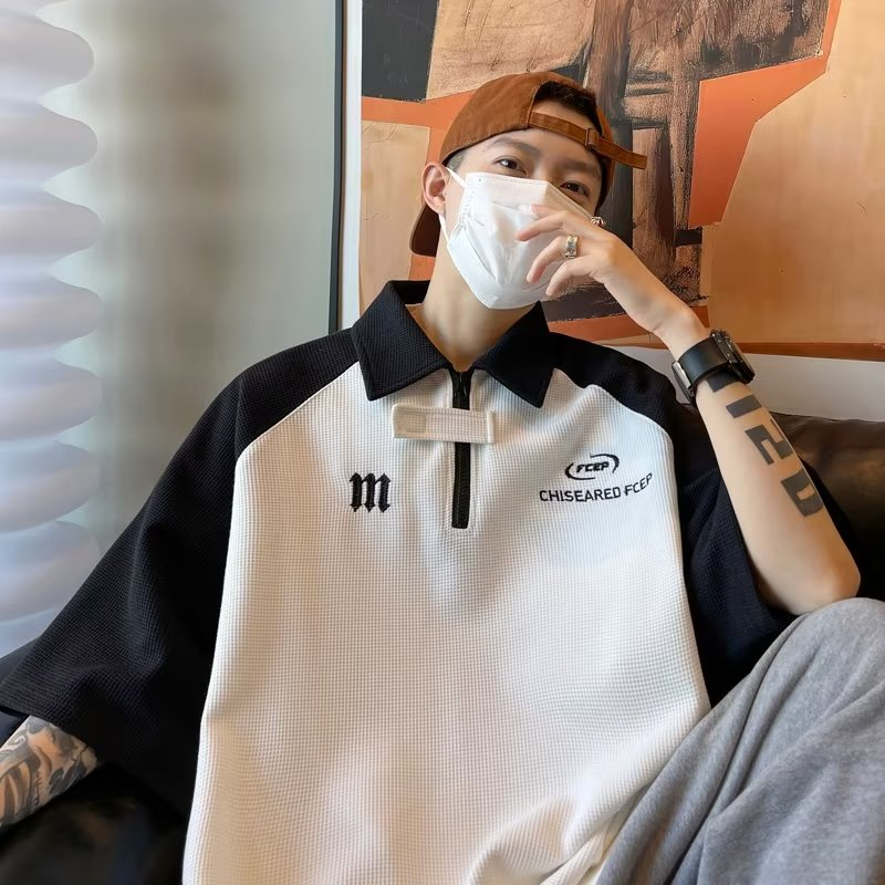 Áo Thun Polo Dáng Rộng Phong Cách Harajuku Thời Trang Mùa Hè Hàng Mới 2023 Dành Cho Bạn Nam