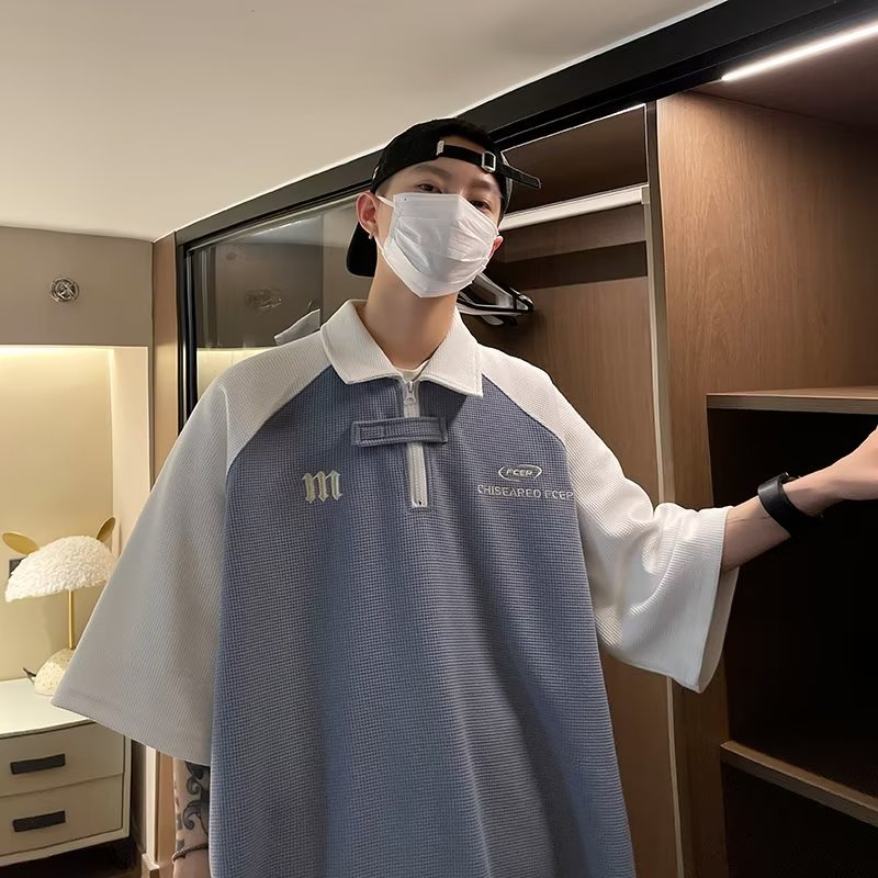 Áo Thun Polo Dáng Rộng Phong Cách Harajuku Thời Trang Mùa Hè Hàng Mới 2023 Dành Cho Bạn Nam