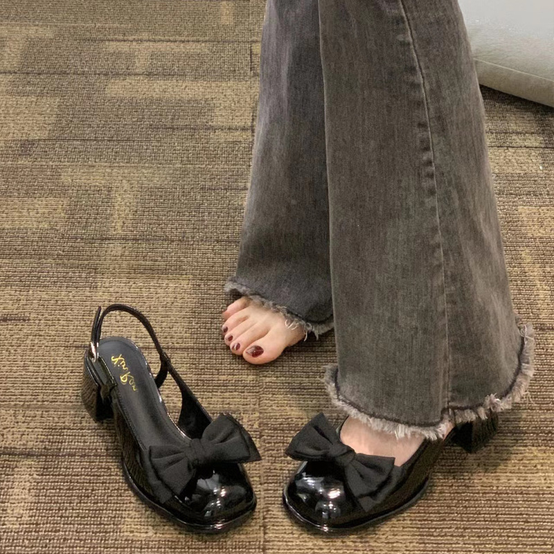 Giày Xăng Đan Mary Jane Quai Nơ Sau Lưng Phong Cách Retro 2023 Cho Bé Gái