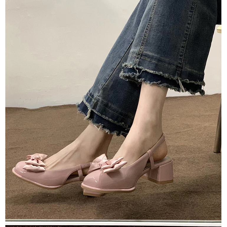 Giày Xăng Đan Mary Jane Quai Nơ Sau Lưng Phong Cách Retro 2023 Cho Bé Gái