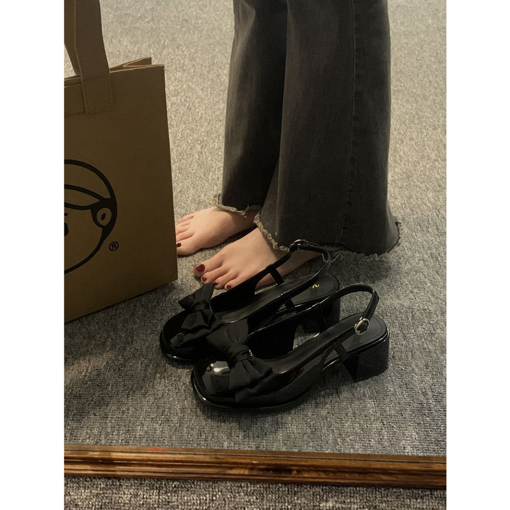 Giày Xăng Đan Mary Jane Quai Nơ Sau Lưng Phong Cách Retro 2023 Cho Bé Gái