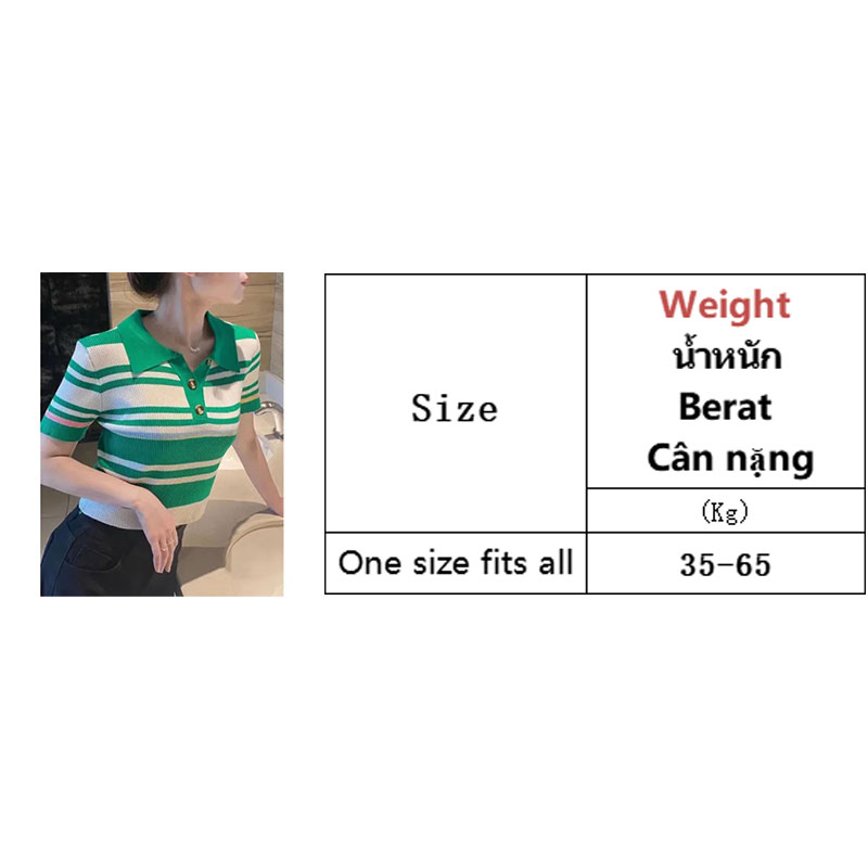 Áo polo Ngắn Tay Họa Tiết Sọc Ngang Thời Trang Dành Cho Nữ