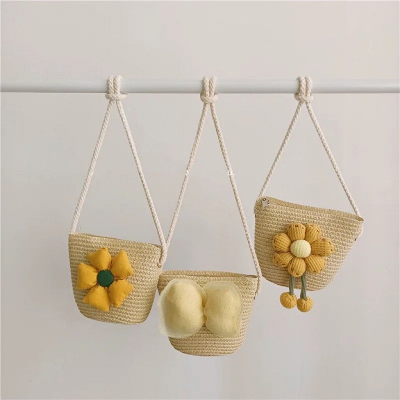 Túi Cói Mini Đính Ngọc Trai Dễ Thương Xinh Xắn Dành Cho Bé