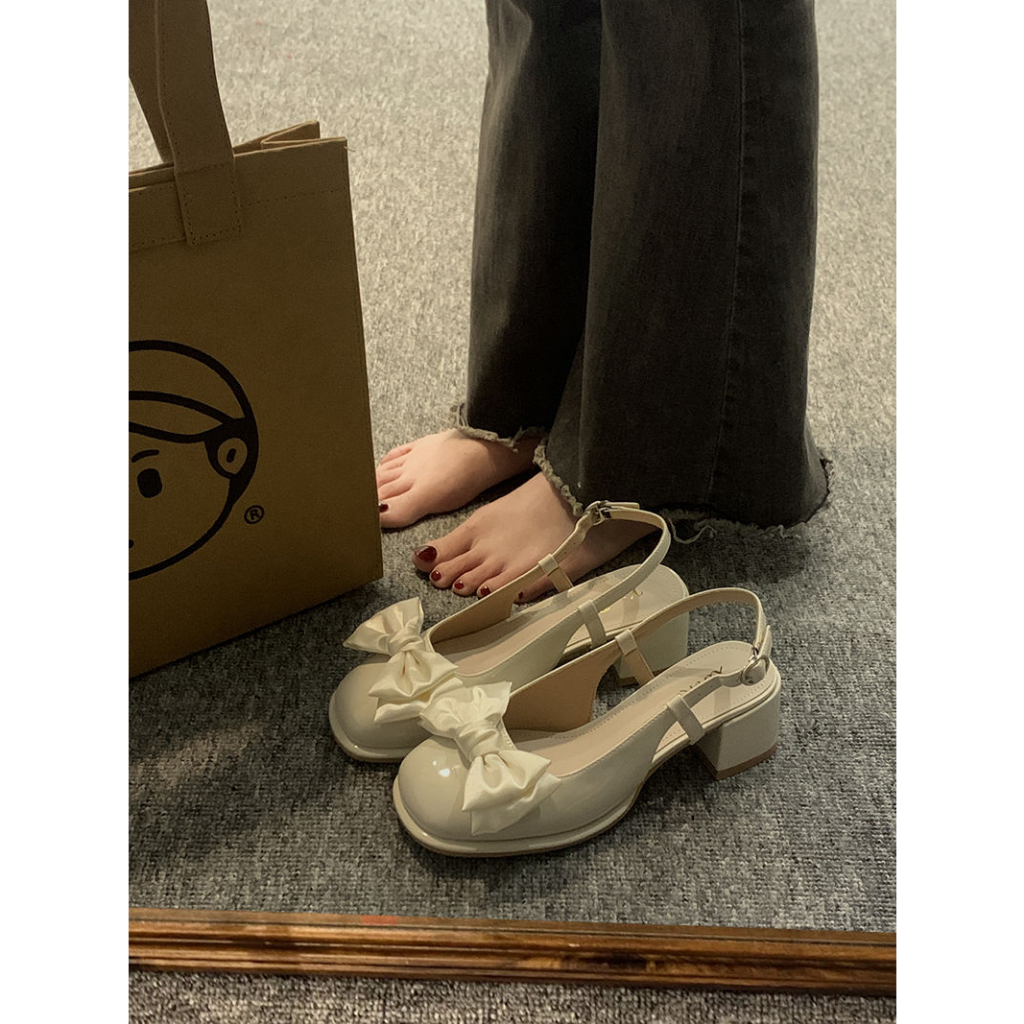 Giày Xăng Đan Mary Jane Quai Nơ Sau Lưng Phong Cách Retro 2023 Cho Bé Gái