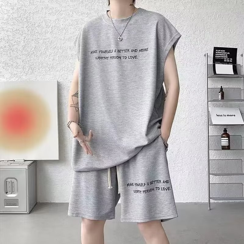 Bộ Đồ Thể Thao Áo Thun Phối Quần Short Dáng Rộng Kiểu Hồng Kông Thời Trang Mùa Hè 2023 Cho Bé Trai