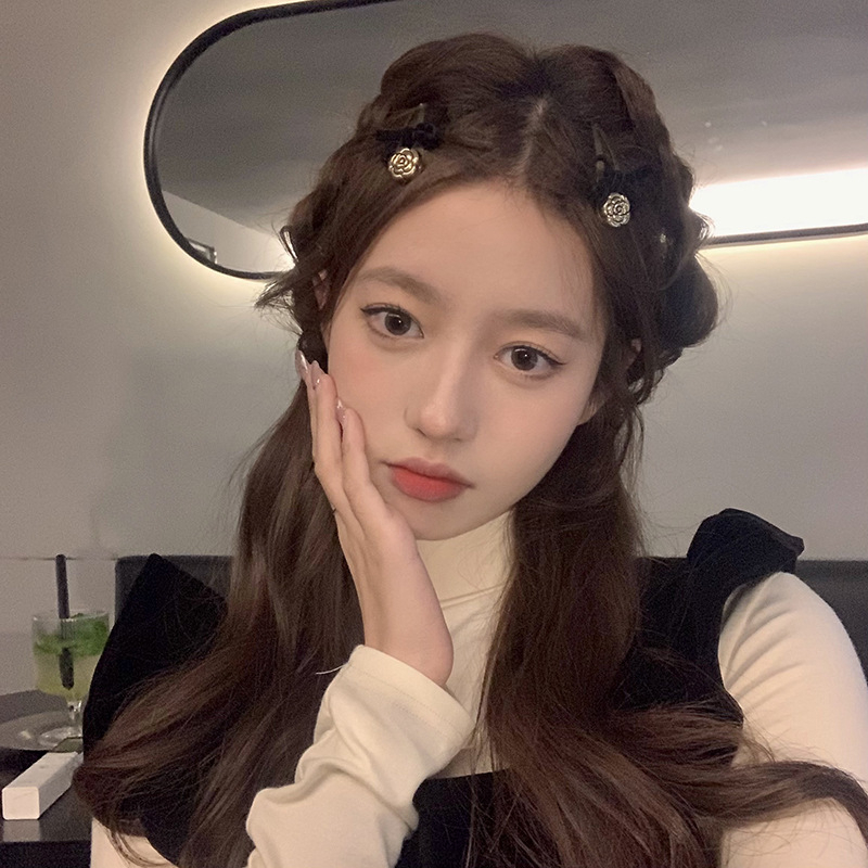 Kẹp Tóc Nơ Nhung Đen Phong Cách retro Xinh Xắn Cho Nữ