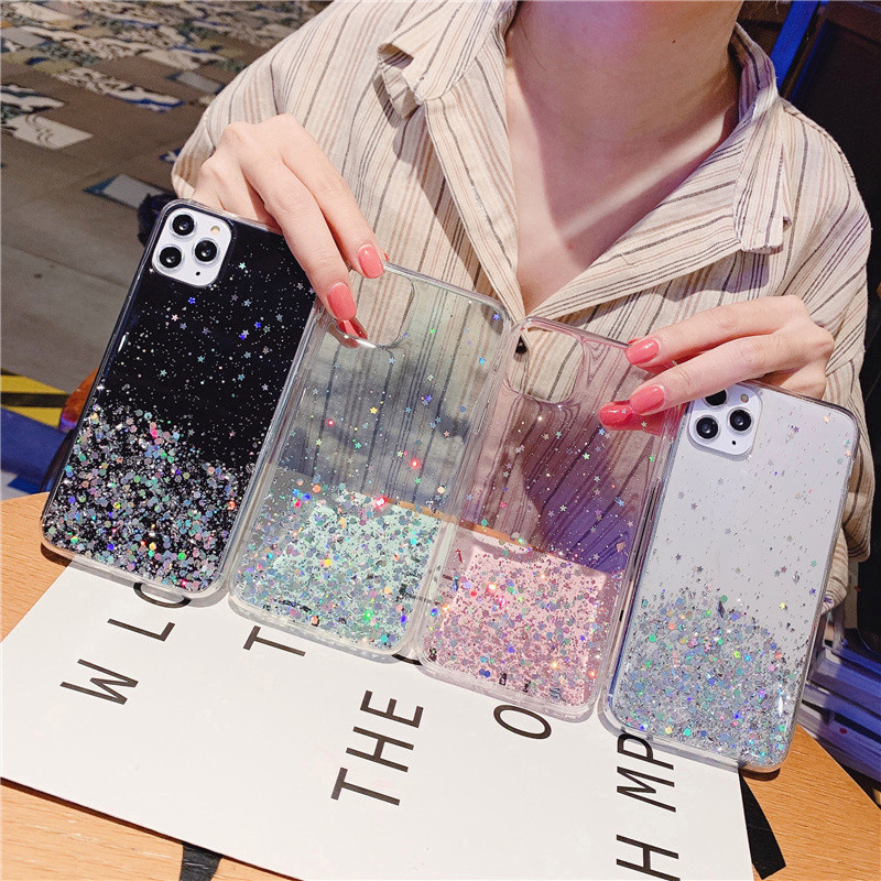 Ốp Điện Thoại TPU Mềm Trong Suốt Lấp Lánh Chống Sốc Cho iPhone 11 Pro Max iPhone11 11Pro