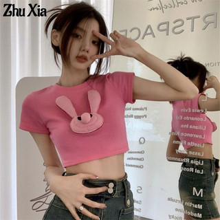 ZhuXia Áo Thun Tay Ngắn In Hình Búp Bê Thỏ Thời Trang Mùa Hè Hàng Mới 2023 Dành Cho Bạn Nữ