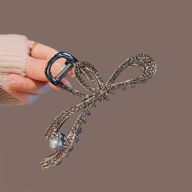 Kẹp Tóc Hình Nơ Đính Đá Màu Đen Thời Trang Cao Cấp