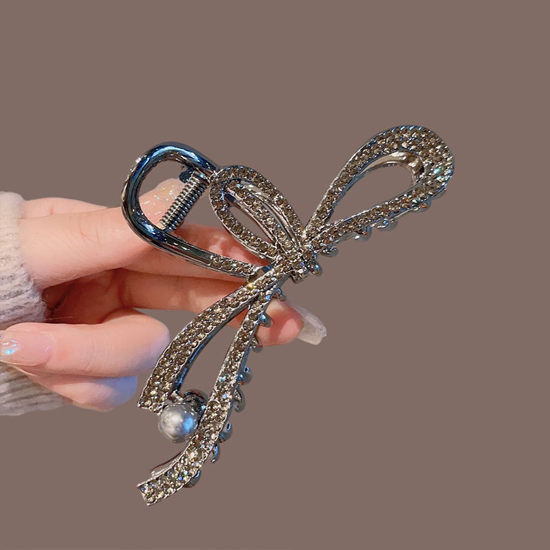 Kẹp Tóc Hình Nơ Đính Đá Màu Đen Thời Trang Cao Cấp