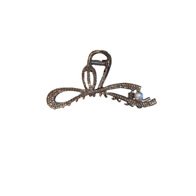 Kẹp Tóc Hình Nơ Đính Đá Màu Đen Thời Trang Cao Cấp