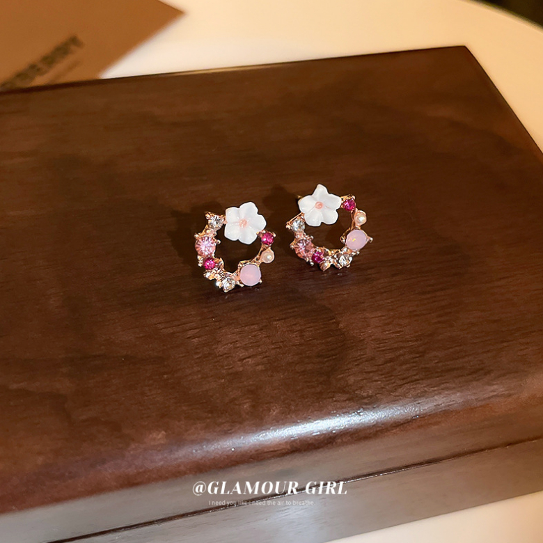 Bông Tai Hình Hoa Đính Ngọc Trai Nhân Tạo Thời Trang Hàn Quốc