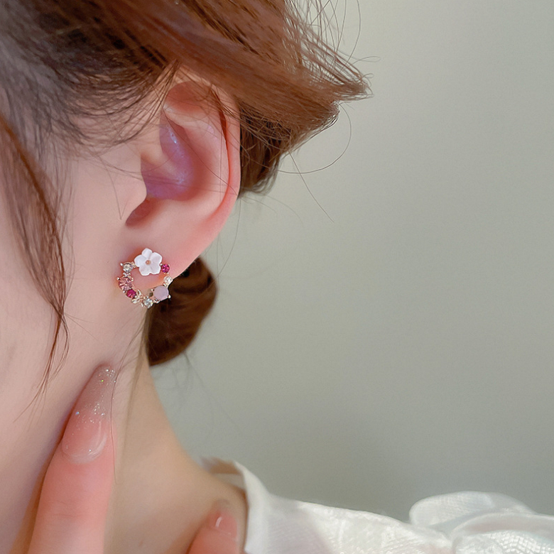 Bông Tai Hình Hoa Đính Ngọc Trai Nhân Tạo Thời Trang Hàn Quốc