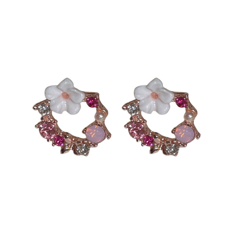 Bông Tai Hình Hoa Đính Ngọc Trai Nhân Tạo Thời Trang Hàn Quốc