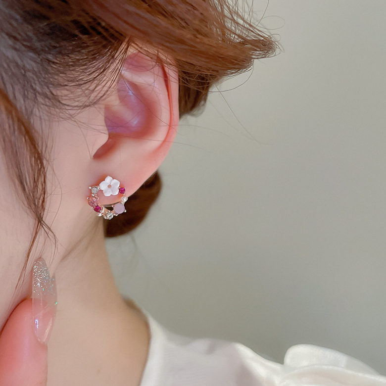 Bông Tai Hình Hoa Đính Ngọc Trai Nhân Tạo Thời Trang Hàn Quốc