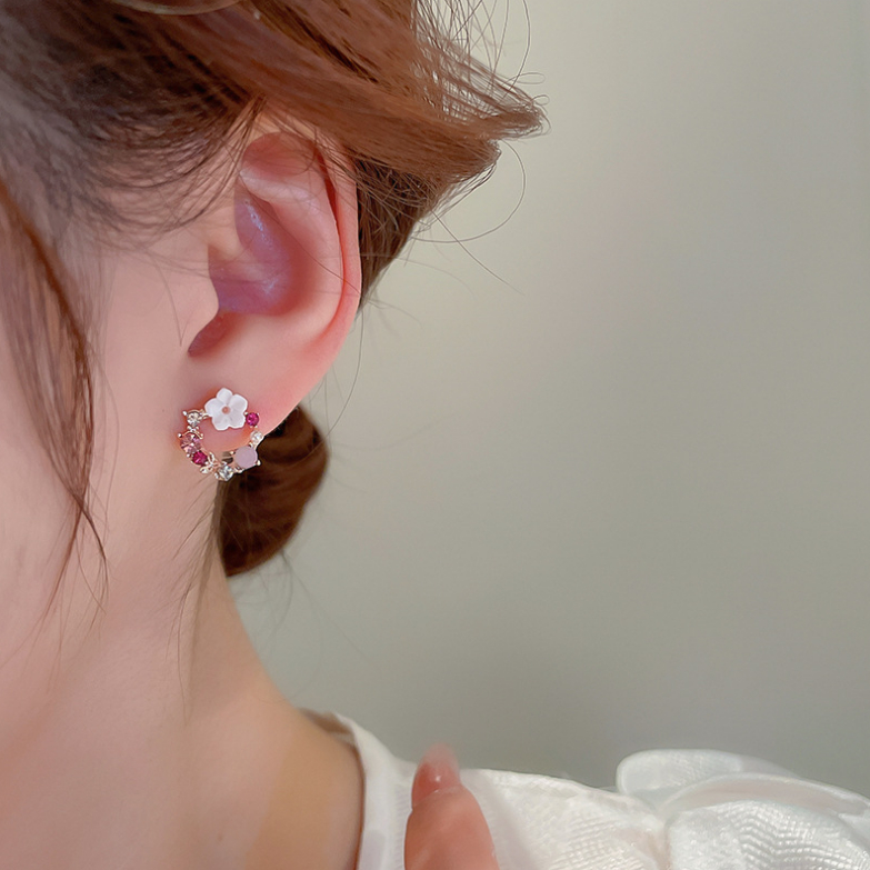 Bông Tai Hình Hoa Đính Ngọc Trai Nhân Tạo Thời Trang Hàn Quốc