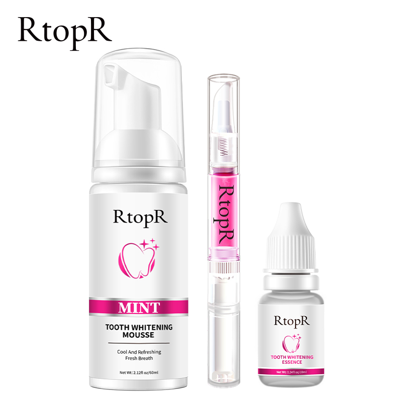 Set mỹ phẩm chăm sóc RTOPR tinh chất làm trắng răng serum dưỡng môi hoa anh đào kem dưỡng trắng răng bạc hà cao cấp
