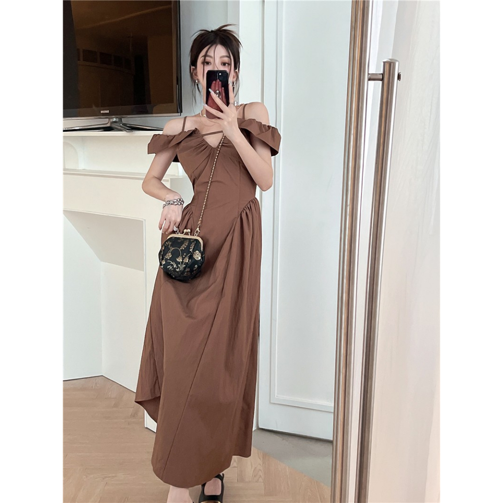 Đầm Hai Dây Dáng Dài Ôm Eo Thời Trang Mùa Hè Phong Cách Hàn Quốc Cổ Điển Dành Cho Nữ