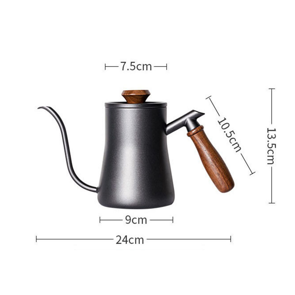 Bình pha cà phê SHAMJINA 550ml pha cà phê bằng thép không gỉ 304 có tay cầm bằng gỗ