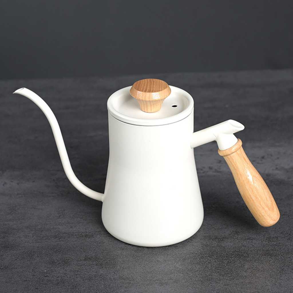 Bình pha cà phê SHAMJINA 550ml pha cà phê bằng thép không gỉ 304 có tay cầm bằng gỗ