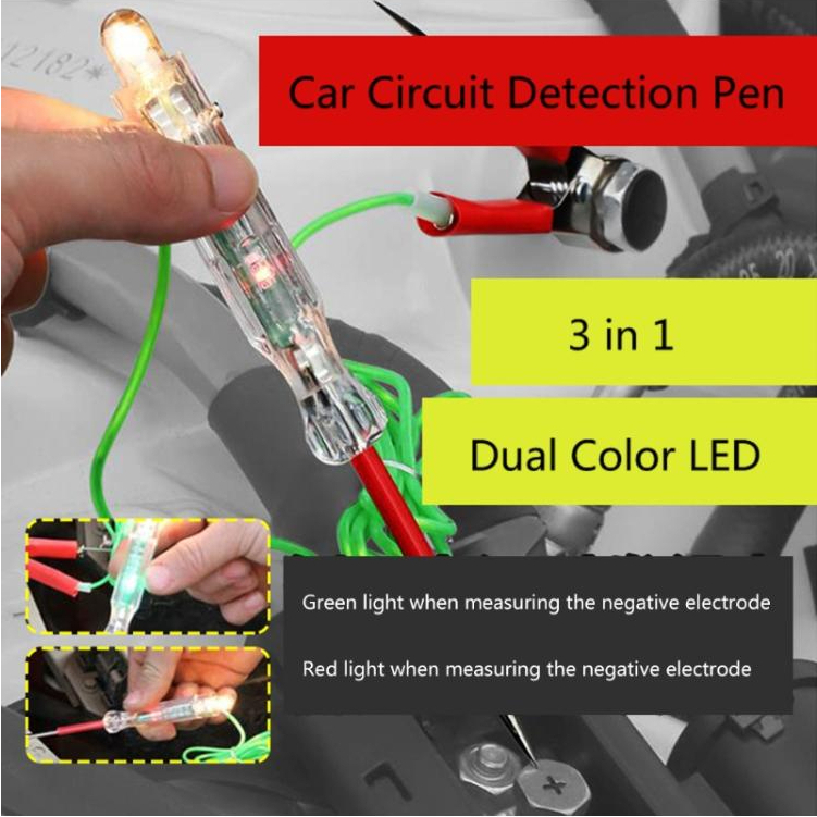 Bút thử điện Dc 6v 12v 24v tích hợp đèn led tự động cho xe hơi/ xe máy