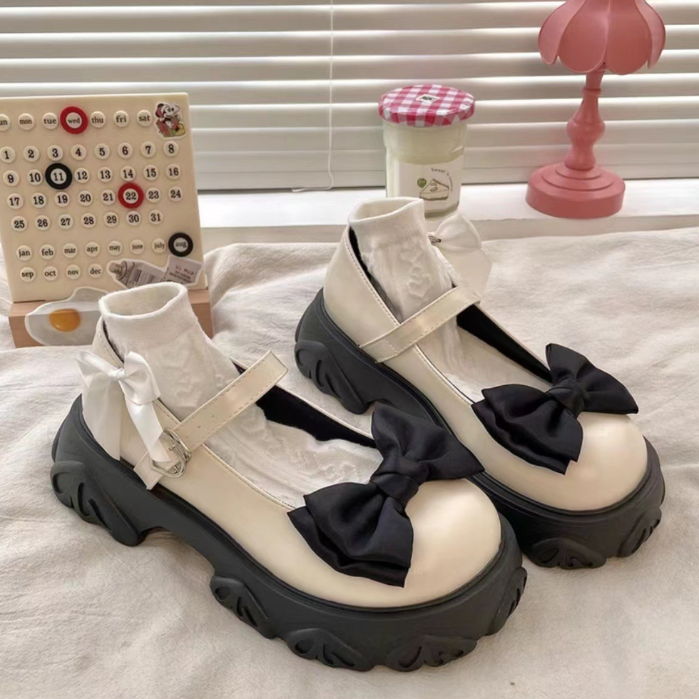 Giày Búp Bê Đính Nơ Phong Cách Lolita Nhật Bản