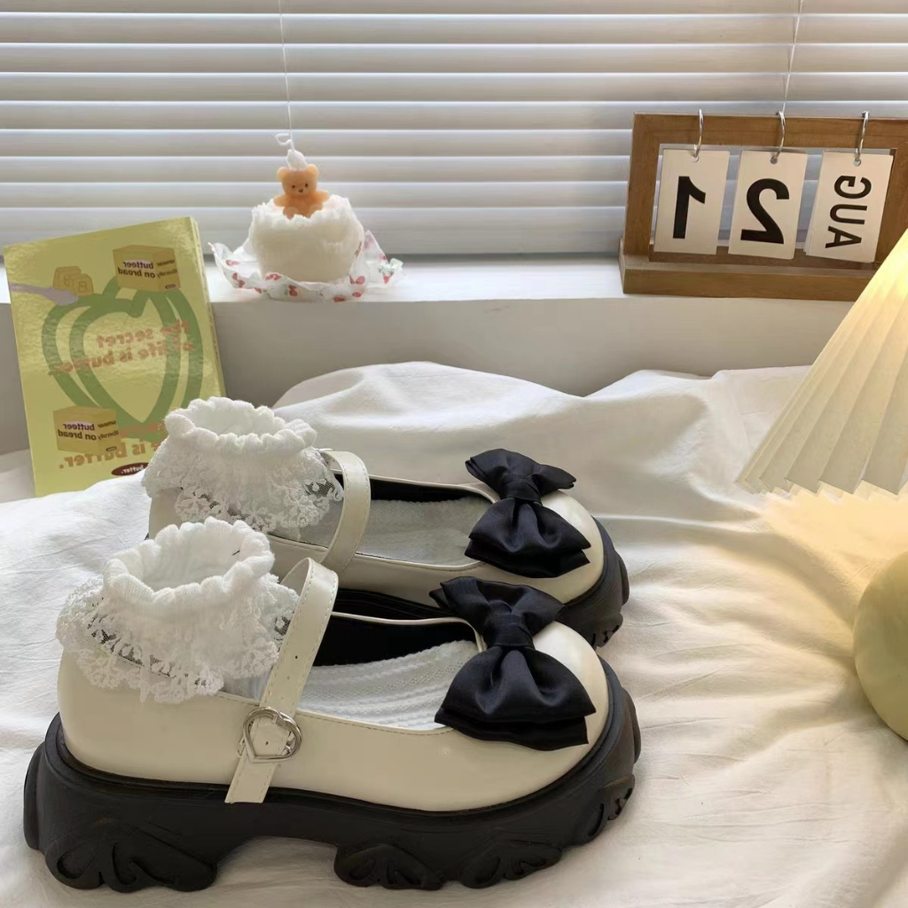 Giày Búp Bê Đính Nơ Phong Cách Lolita Nhật Bản