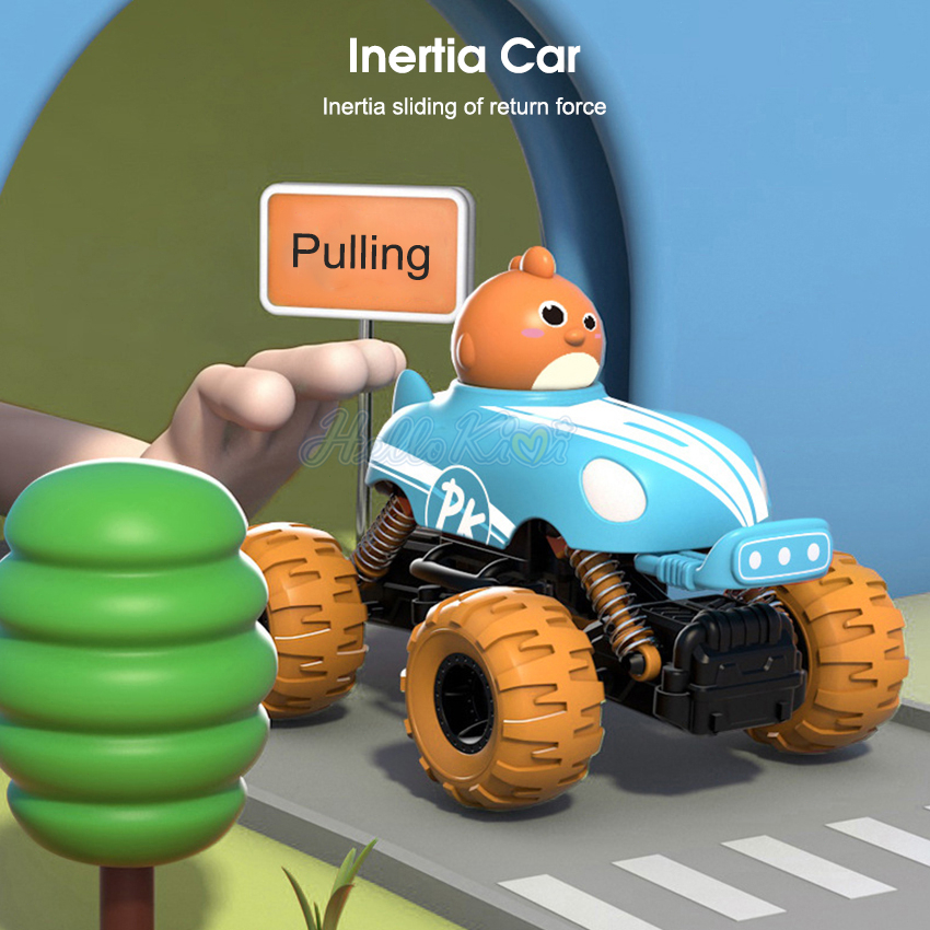 Đồ chơi xe kéo lùi HELLOKIMI mô phỏng thiết kế hoạt hình đáng yêu vui nhộn dành cho trẻ em