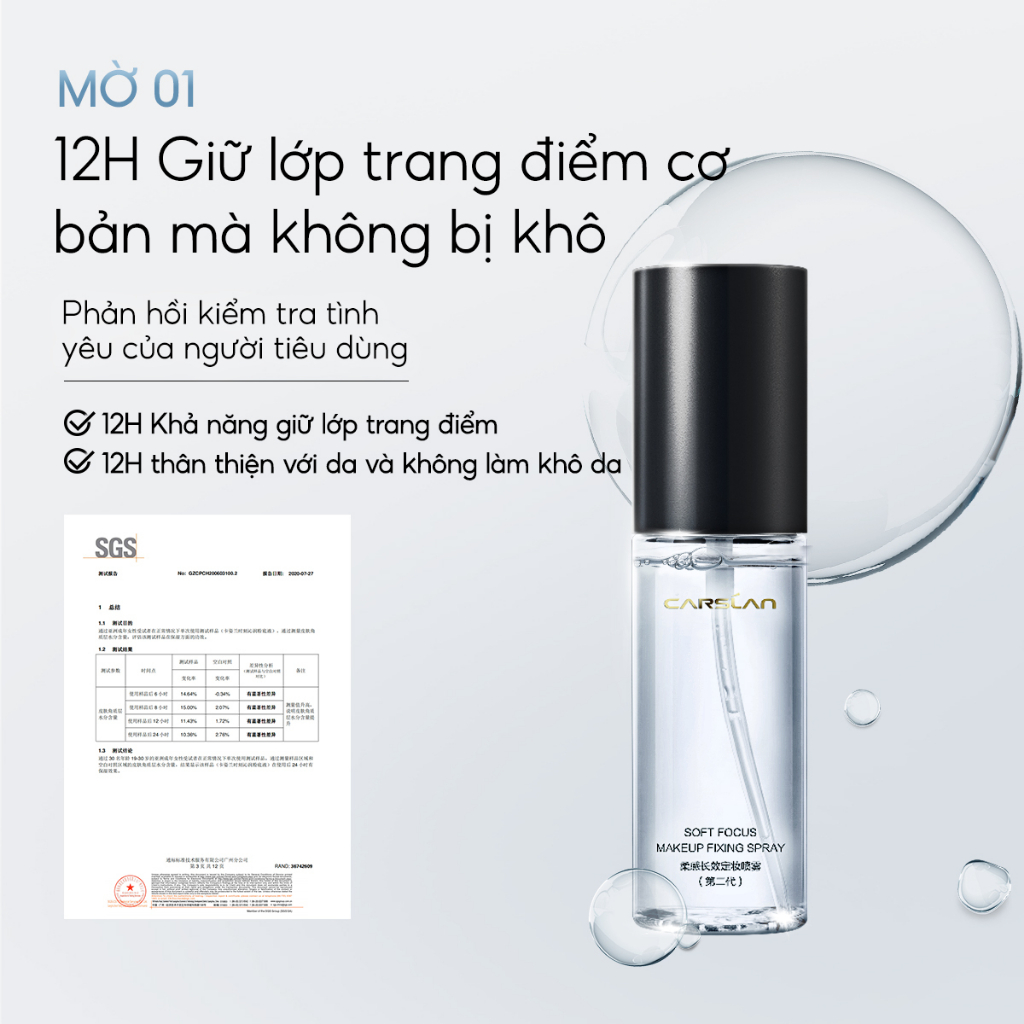 Xịt khoá nền trang điểm CARSLAN lâu trôi và kiểm soát dầu trên da 50ml