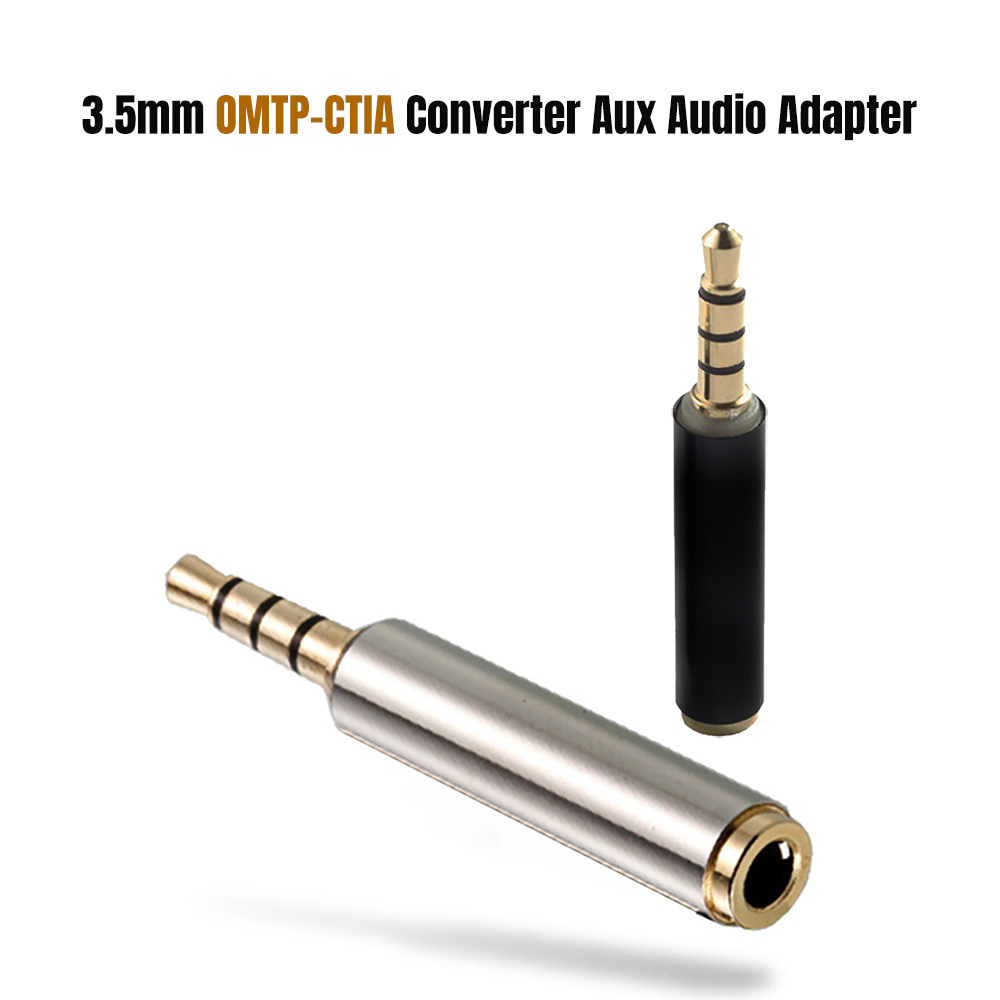 Đầu Nối Chuyển Đổi Âm Thanh 3.5mm TRRS 4 Xếp Chồng CTIA OMTP 4 Đầu Đực Sang Đầu Cái