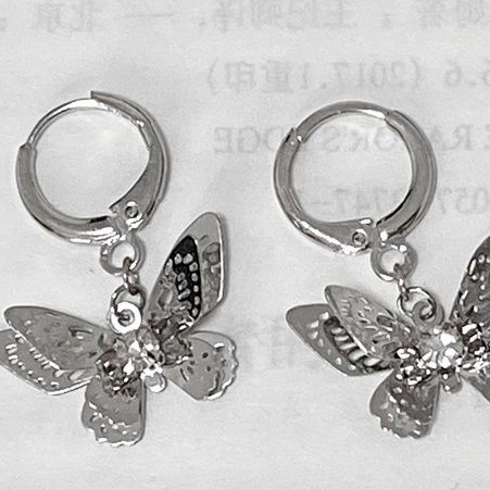 Bông Tai Mạ Bạc Hình Bướm Phong Cách Retro