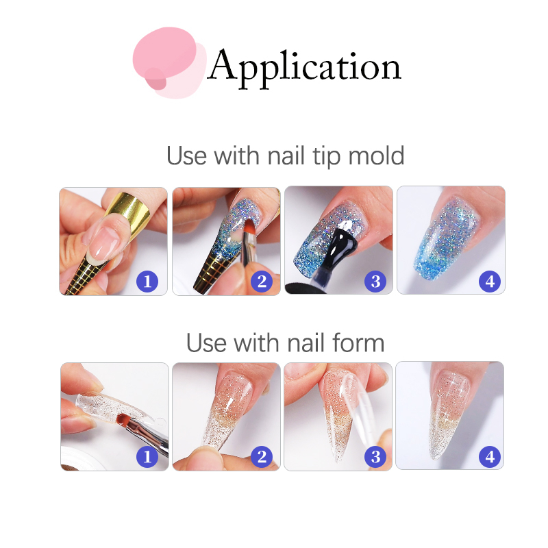 Bộ 2 Gel Nối Dài Móng Tay UV Mềm Trong Suốt Nhanh Chóng