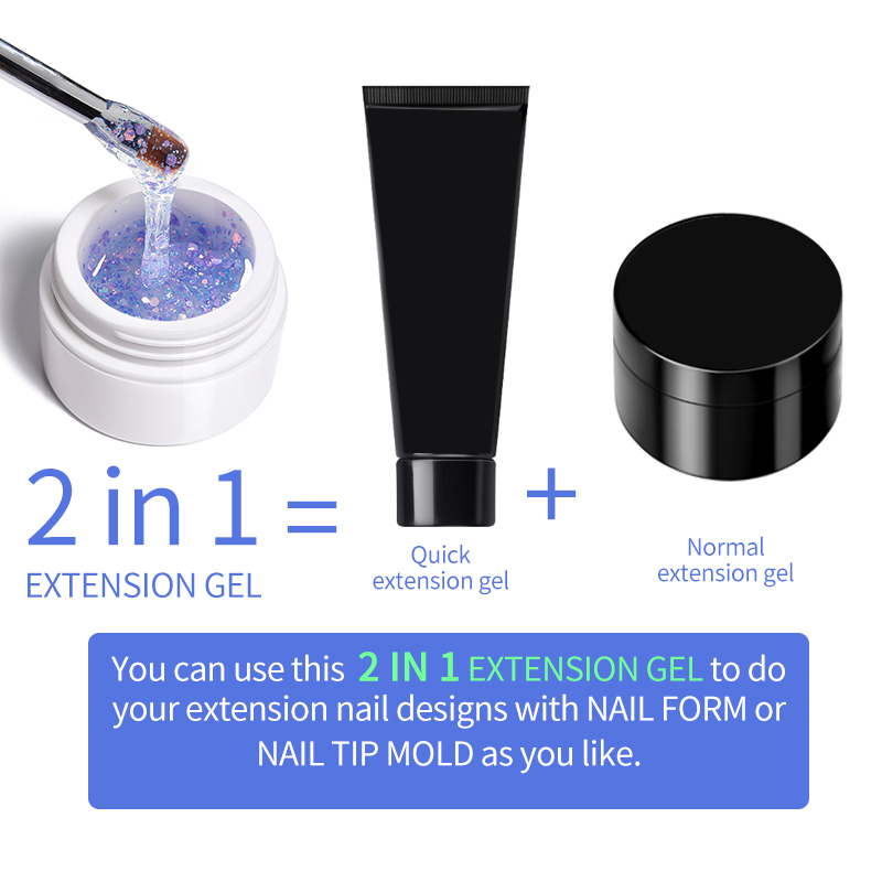 Bộ 2 Gel Nối Dài Móng Tay UV Mềm Trong Suốt Nhanh Chóng