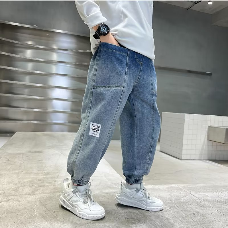 Meason（5-13 tuổi ）Quần jean phong cách Harajuku bé trai  Quần thời trang bé trai Quần legging bé trai