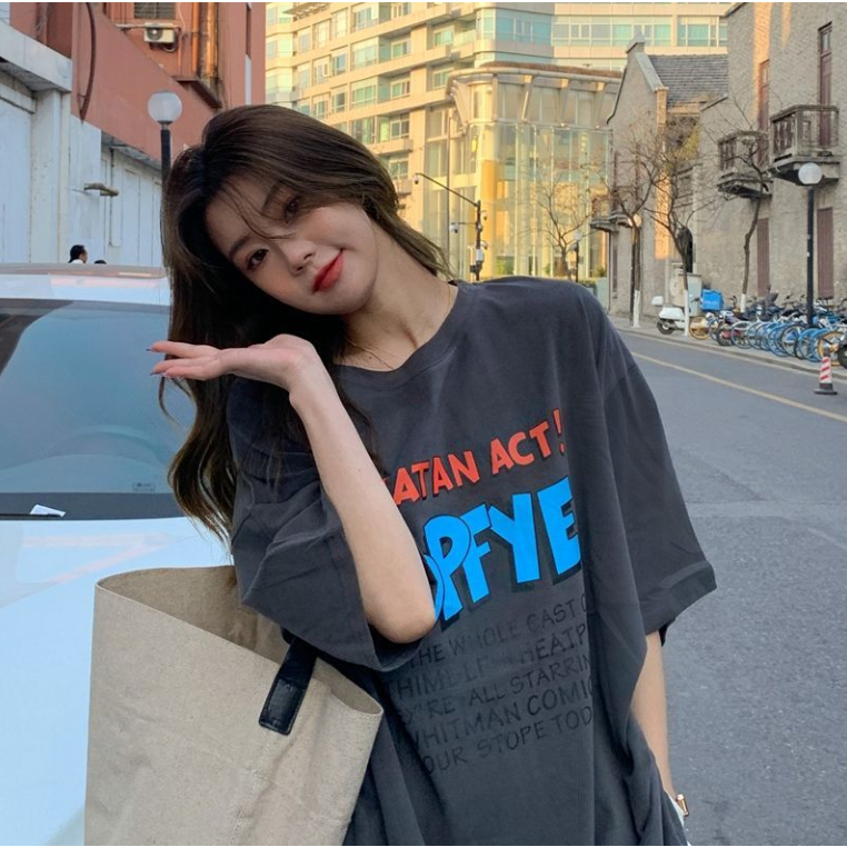 Áo Thun Tay Ngắn Dáng Rộng Dễ Thương Thời Trang Mùa Hè Phong Cách Hàn Quốc Cho Nữ