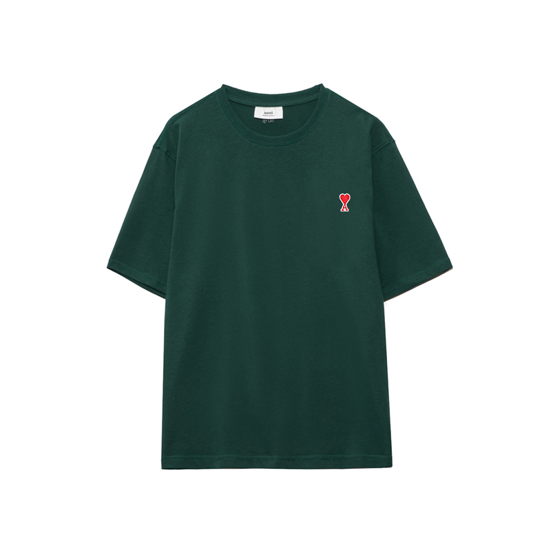 Áo Thun Cotton Ngắn Tay Thêu Họa Tiết Trái Tim Xinh Xắn 240g