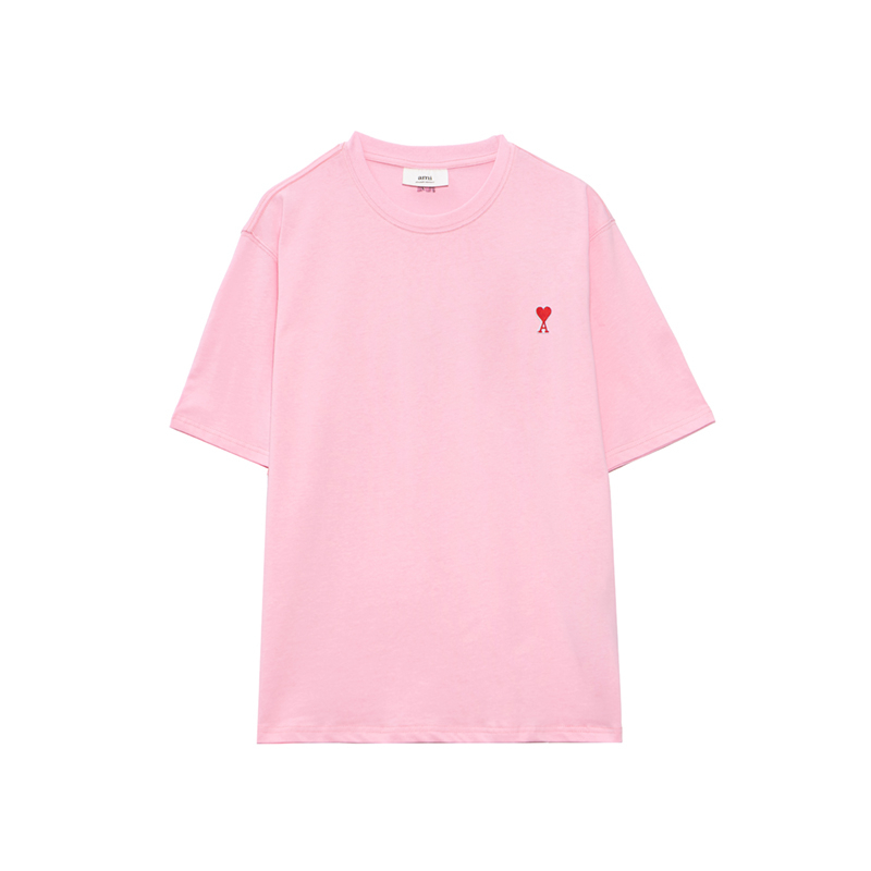 Áo Thun Cotton Ngắn Tay Thêu Họa Tiết Trái Tim Xinh Xắn 240g