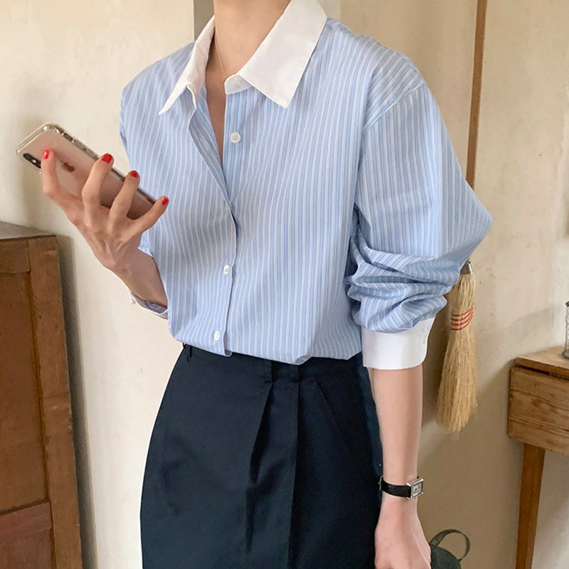 Áo Sơ Mi Nữ Dài Tay Dáng Rộng Phong Cách Hàn Quốc Baju Baju Wanita Lengan Panjang Hàng Mới Có Sẵn