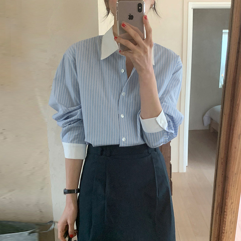 Áo Sơ Mi Nữ Dài Tay Dáng Rộng Phong Cách Hàn Quốc Baju Baju Wanita Lengan Panjang Hàng Mới Có Sẵn