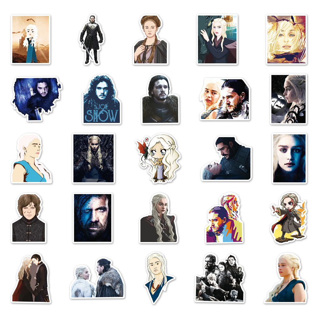 Bộ 50 Miếng Dán Trang Trí Xe Hơi Chống Thấm Nước Hình Game of ThRONES Độc Đáo DIY
