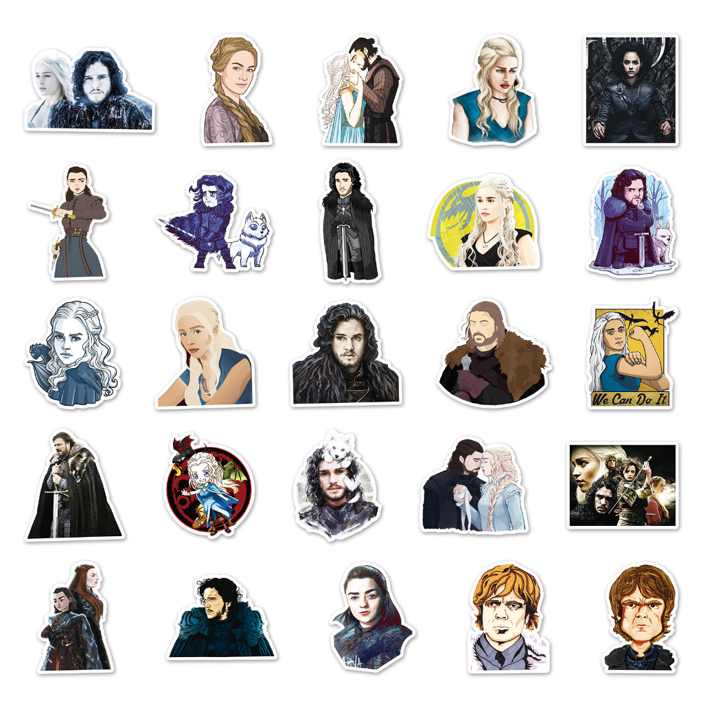 Bộ 50 Miếng Dán Trang Trí Xe Hơi Chống Thấm Nước Hình Game of ThRONES Độc Đáo DIY